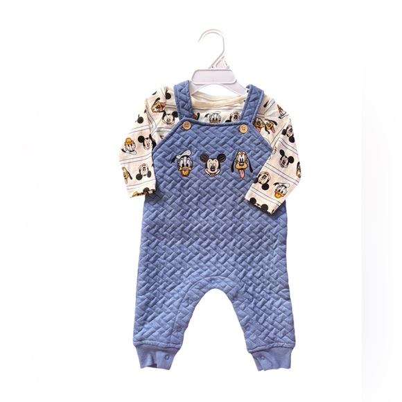 Disney Other - Disney Blue Quilted Overalls with Character Faces 3-6 Months NWT